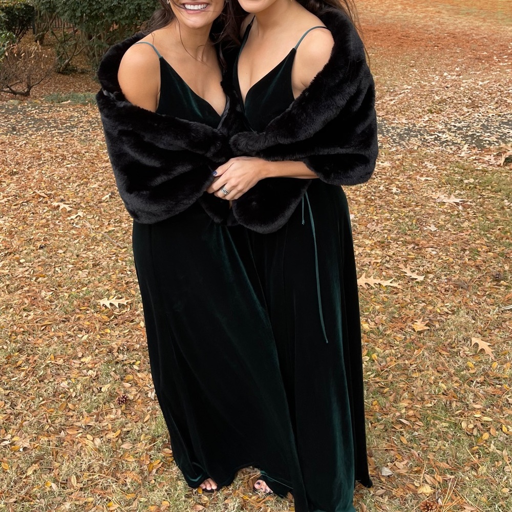 Black faux fur shawl wrap